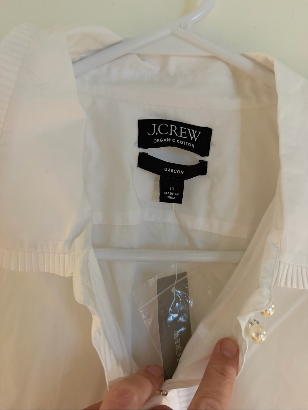 J. Crew White Pleated-Trim Button-Down Blouse - Picture 2 of 4